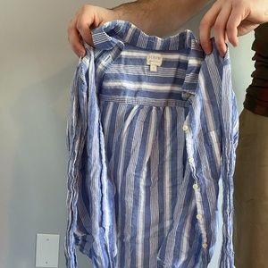 Pinstripe blue summer button up w/ front knot